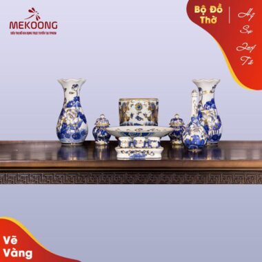 Bộ đồ thờ vẽ vàng Hỷ Sự Quý Tử