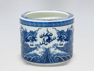 Bát Hương Rồng Trắng Xanh Decal