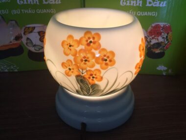 Đèn Xông Tinh Dầu Bát Tràng Mini Miệng Tròn Cúc Hoa