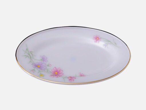 a xoài đại họa tiết Hoa màu hồng 275k Mekoong Đĩa oval bằng thủy tinh Opal MP-USA Home Set 13.5" - 970