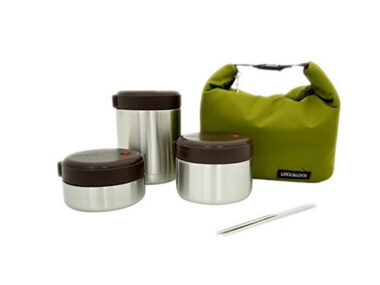 Bộ 3 Hộp Cơm Giữ Nhiệt Lock&Lock Mushroom - Bạc