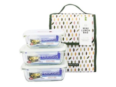 Bộ Túi Hộp Cơm Thủy Tinh 4EA Lock&Lock Xanh Lá