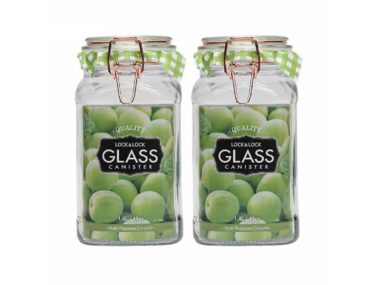 Bộ hũ đựng thực phẩm bằng thủy tinh- nắp thủy tinh Sodalime 1400ml