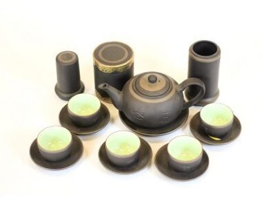 Bộ ấm trà Tử Sa Bát Tràng Phúc – Lộc -Thọ