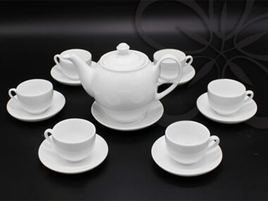 Bộ Ấm Trà Bát Tràng Dáng Minh Long S2 Trắng sứ 600ml