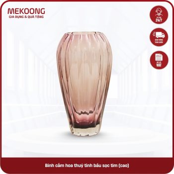 Bình cắm hoa thuỷ tinh bầu sọc tím (cao)