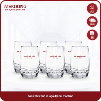 Bộ Ly thủy tinh in logo đại hội mặt trận
