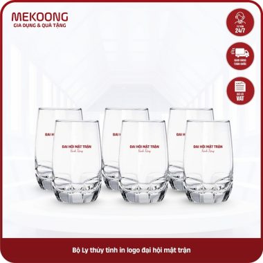 Bộ Ly thủy tinh in logo đại hội mặt trận