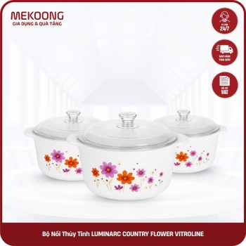Bộ Nồi Thủy Tinh LUMINARC COUNTRY FLOWER VITROLINE