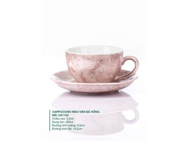 Ly Cappuccino Sứ Màu Vân Đá Hồng 220ml