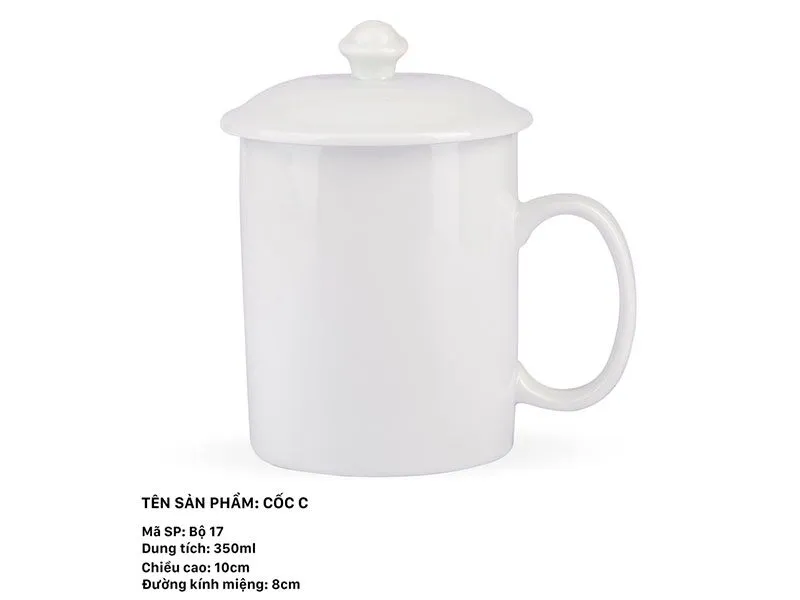 Cốc Sứ C 350ml + Nắp