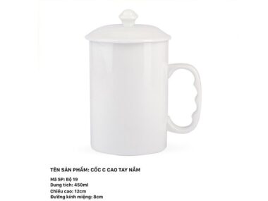 Cốc Sứ C Cao Tay Nắm 450ml + Nắp