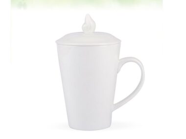 Cốc Sứ Vát Cao 400ml + Nắp