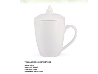 Cốc sứ Thóp số 2 400ml + Nắp
