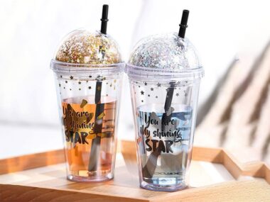 Ly nhựa có ống hút Lock&Lock 530ml - Màu Silver/Gold - HAP506SLV/GOD