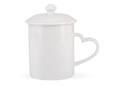 Cốc Sứ C Quai Tim 350ml + Nắp