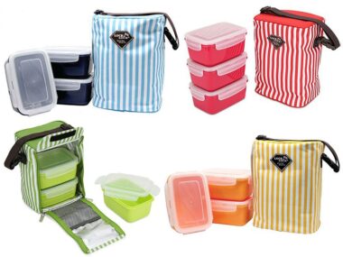 Bộ hộp cơm hiệu L&L 0.05 Xanh navy/ Xanh lá/ Đỏ/ Vàng - HAF101G3