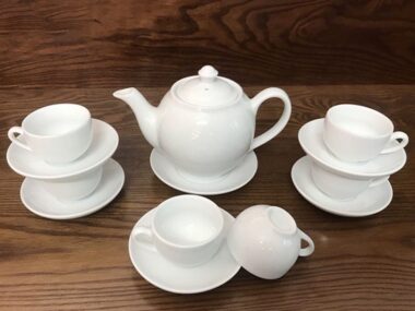 Bộ Ấm Trà Bát Tràng Dáng Minh Long S1 Trắng sứ 900ml