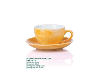 Ly Cappuccino sứ Màu Vân Đá Cam 220ml