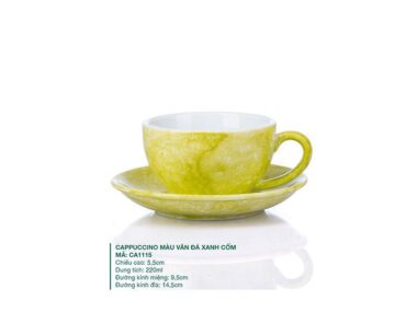 Ly Cappuccino sứ Màu Vân Đá Xanh Cốm 220ml