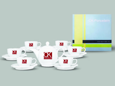 Bộ Tách Trà 560-7 Sứ CK (trắng - in logo)