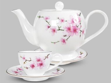 Bộ Tách Trà Hoa Đào 3040 - 591-7 sứ CK