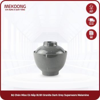 Bộ Chén Miso Có Nắp BL161 Granite Dark Grey Superware Melamine