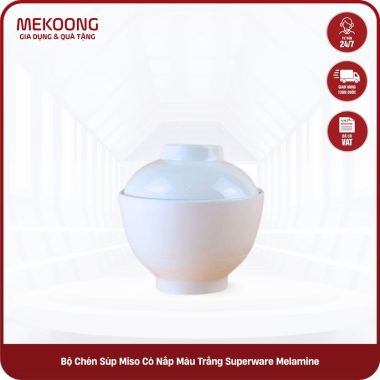 Bộ Chén Súp Miso Có Nắp Màu Trắng Superware