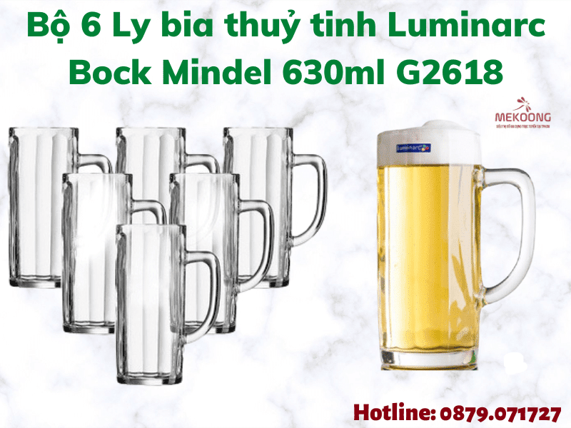 Bộ 6 Ly bia thuỷ tinh Luminarc Bock Mindel 630ml G2618