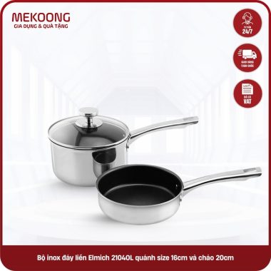 Bộ inox đáy liền Elmich 2104OL quánh size 16cm và chảo 20cm