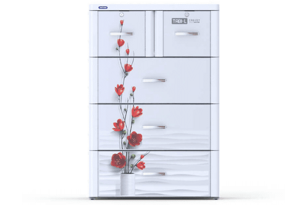 Tủ nhựa Tabi L 4 tầng 5 ngăn Trắng hoa đỏ No.259 Duy Tân Giá Rẻ