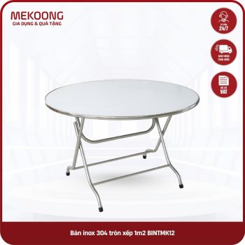 Bàn inox 304 tròn xếp 1m2 BINTMK12