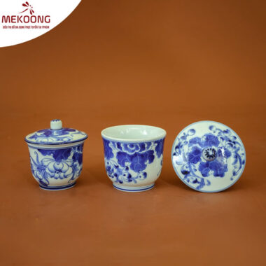 Chén sâm thờ vẽ hoa sen cao cấp