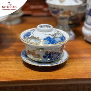 Bát Sâm Thờ Hoa Sen Vẽ Vàng Cao Cấp