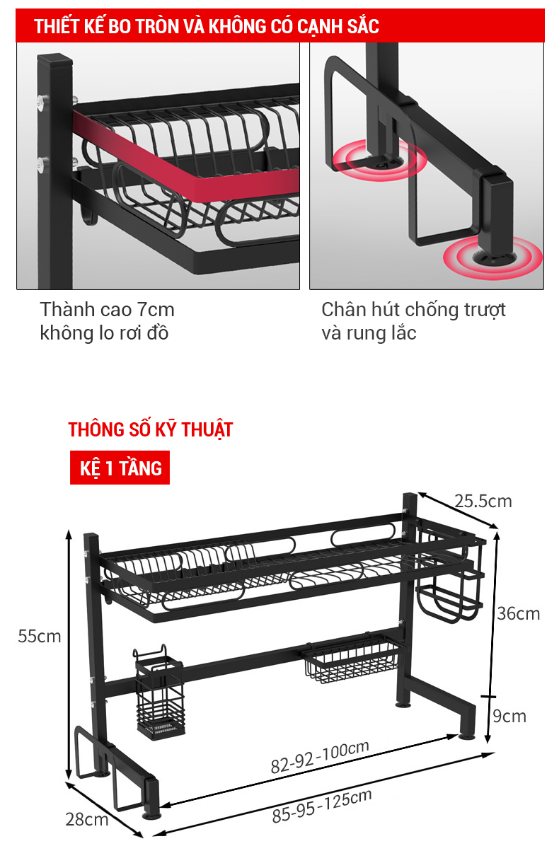 Kệ bát nhà bếp trên bồn rửa thông minh Kalpen