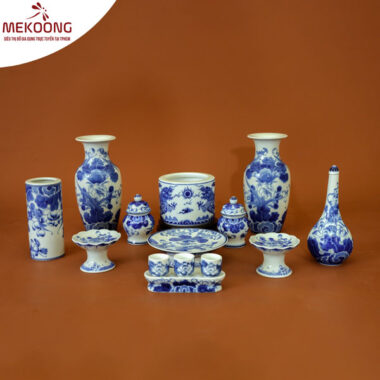 Bộ Đồ Thờ Gia Tiên Men Lam Bát Tràng Giá Rẻ 17