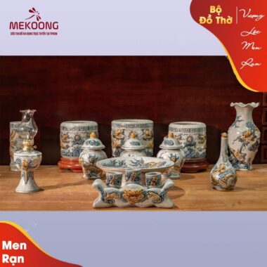 Bộ Đồ Thờ Men Rạn Vượng Lộc