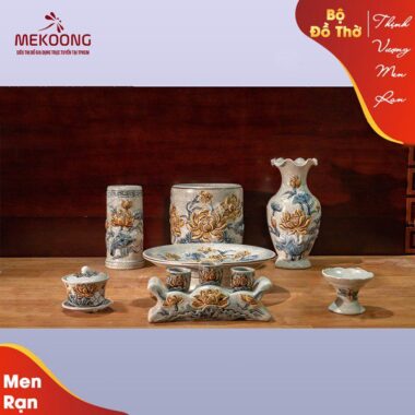 Bộ Đồ Thờ Men Rạn Thịnh Vượng