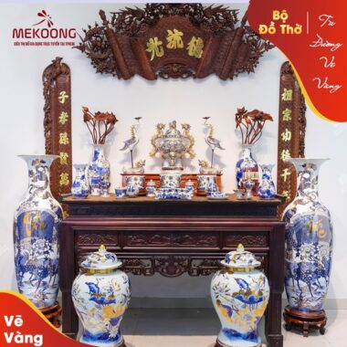 Bộ Đồ Thờ Từ Đường Vẽ Vàng Sang Trọng