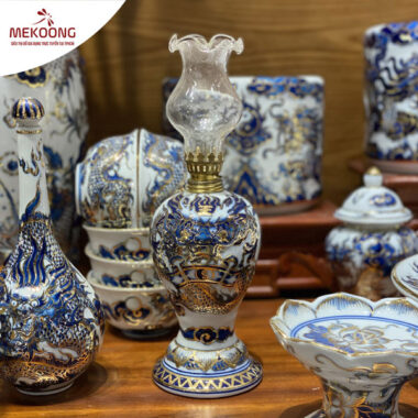 Đèn Sen Bầu Vẽ Vàng Cao Cấp