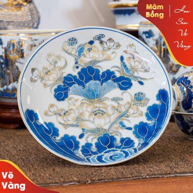 Mâm Bồng Hoa Sen Vẽ Vàng