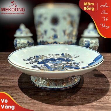 Mâm Bồng Hoa Sen Vẽ Vàng Sang Trọng