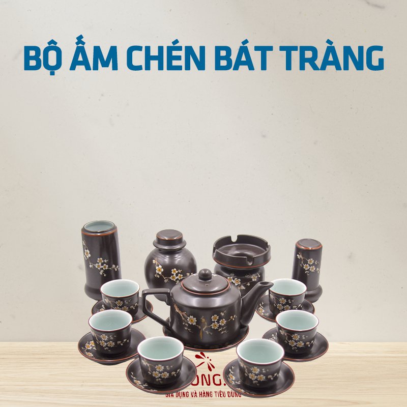 bộ ấm trà gốm sứ bát tràng