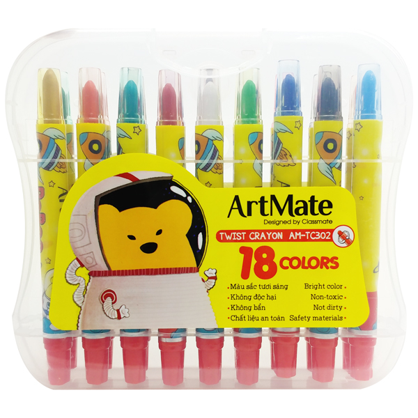 Hộp Bút Sáp Vặn 18 Màu – ArtMate AM-TC302