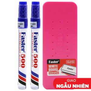 Vỉ 2 Bút Lông Bảng Faster 500 Mực Xanh + Đồ Bôi Bảng – Faster WBE-F-SET6-2BL (Mẫu Màu Giao Ngẫu Nhiên) giá tốt