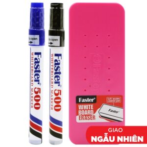 Vỉ 2 Bút Lông Bảng Faster 500 Mực Xanh Và Đen + Đồ Bôi Bảng – Faster WBE-F-SET6-BLBK (Mẫu Màu Giao Ngẫu Nhiên) chính hãng