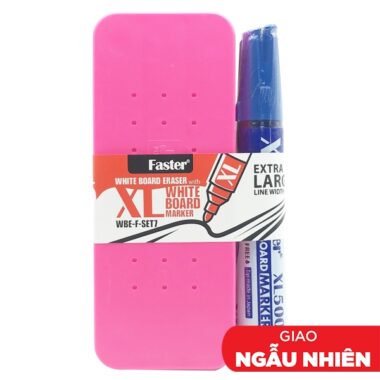 Bộ Bút Lông Bảng Faster XL500 Mực Xanh + Đồ Bôi Bảng - Faster WBE-F-SET7-XLBL (Mẫu Màu Giao Ngẫu Nhiên)