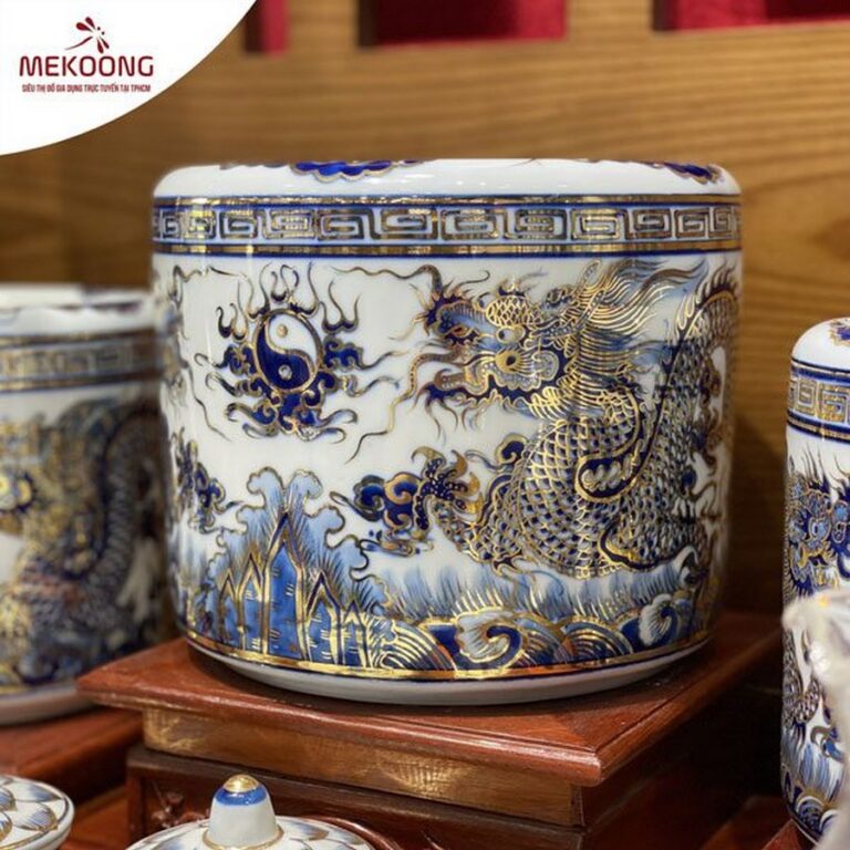 Bát hương rồng vẽ vàng cao cấp phát đạt