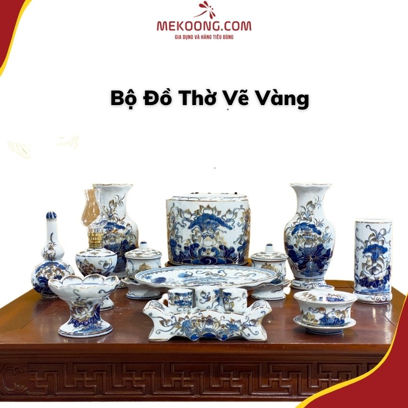 Bộ Đồ Thờ Vẽ Vàng 