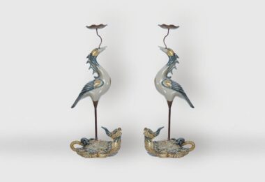 Cặp Hạc Thờ Men Rạn Bát Tràng